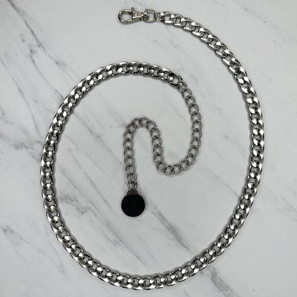 Silver Tone Flat Chain Link Belt Y2K Festival One Size (OS) ✨ - Picture 1 of 12